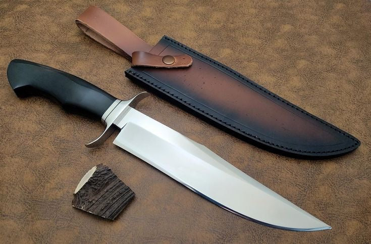 Handmade Custom Hunting Bowie Knife 440C High Polish Stainless Steel With Leather Sheath Gift for Him