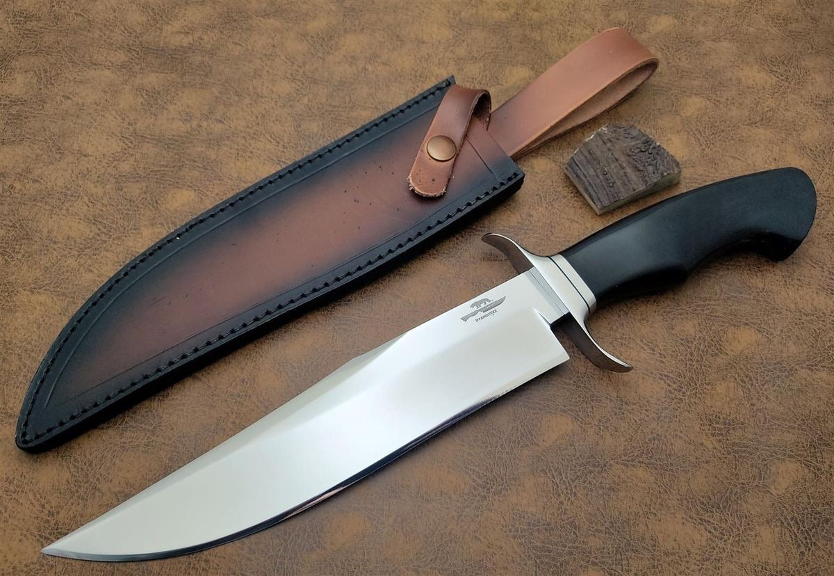 Handmade Custom Hunting Bowie Knife 440C High Polish Stainless Steel With Leather Sheath Gift for Him