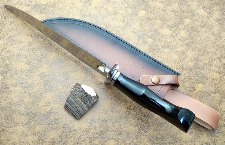 Handmade Custom Hunting Bowie Knife 440C High Polish Stainless Steel With Leather Sheath Gift for Him